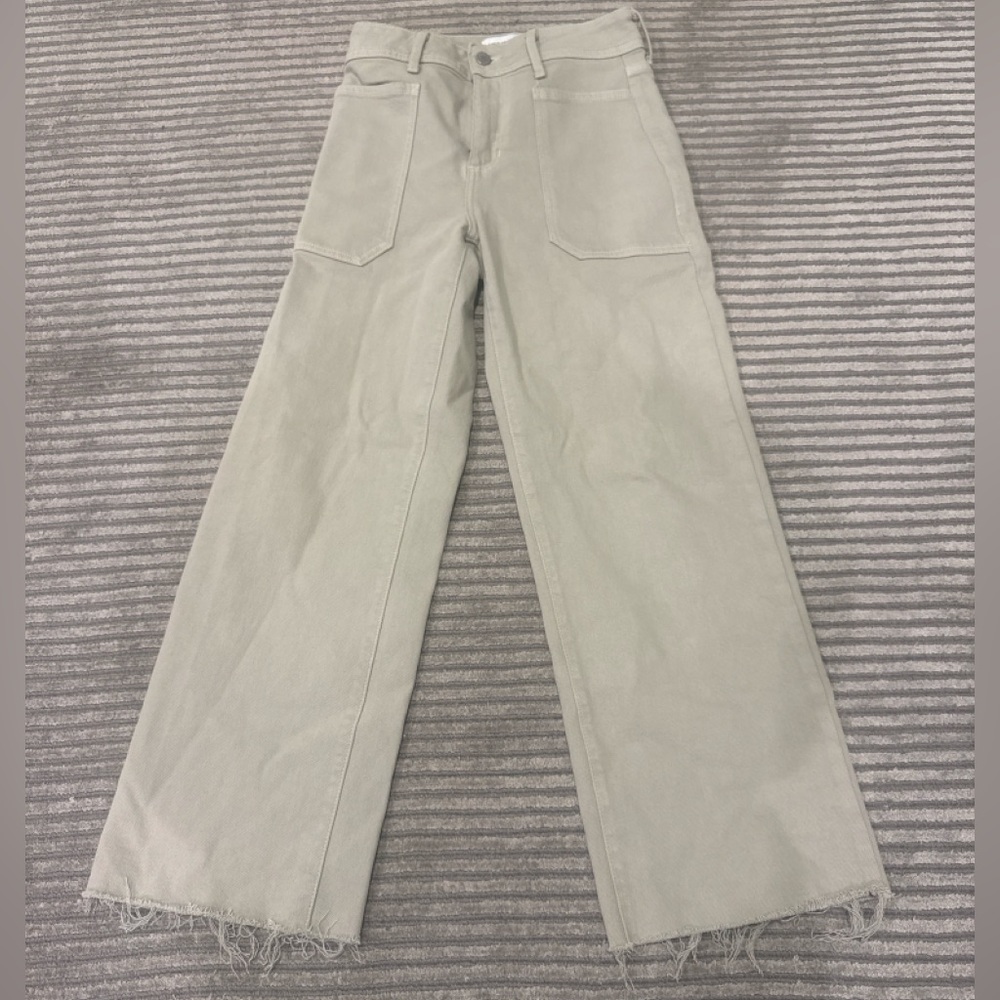 Just Black Denim High Rise Utility Wide Leg Pants Eucalyptus Green Size 26